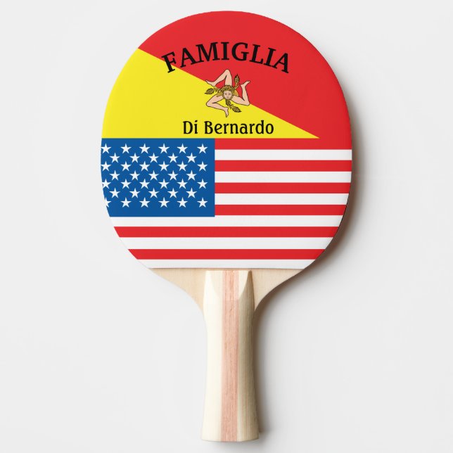 Personalised Sicilian-American Flag  Ping Pong Paddle (Front)