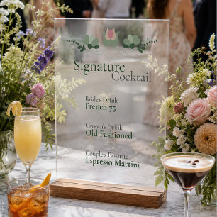 Personalised Signature Cocktail Wedding Bar Acrylic Sign