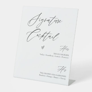 Personalised Signature Cocktails Wedding Bar Menu Pedestal Sign