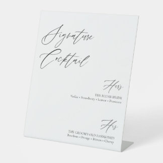 Personalised Signature Cocktails Wedding Bar Menu Pedestal Sign
