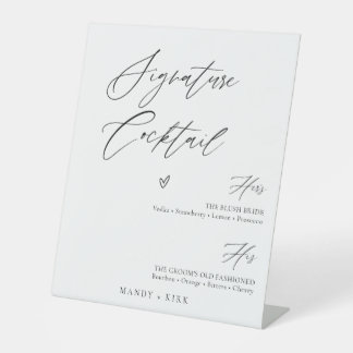 Personalised Signature Cocktails Wedding Bar Menu Pedestal Sign