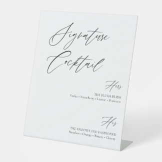 Personalised Signature Cocktails Wedding Bar Menu Pedestal Sign