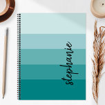 Personalised Signature Colour Block Teal 2024 Planner<br><div class="desc">This trendy modern design features five colour block stripes in gradient tints from light to medium teal. Personalise it with your name in vertical black signature handwriting script.</div>