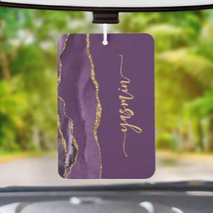 Personalised Signature Purple Gold Agate Car Air Freshener