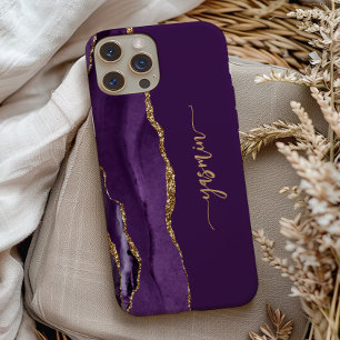 Personalised Signature Purple Gold Agate iPhone 13 Pro Case