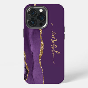 Personalised Signature Purple Gold Agate iPhone 13 Pro Case