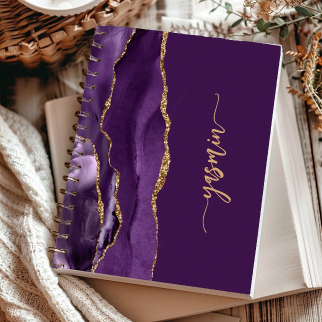 Personalised Signature Purple Gold Agate Notebook (Creator Uploaded)