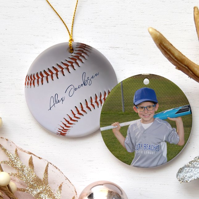 Personalised Signed Baseball Ceramic Tree Decoration (Creator Uploaded)
