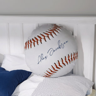 Personalised Signed Baseball Round Cushion