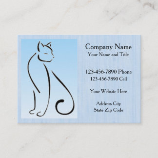 Personalised Silhouette Cat Business Cards - Blue