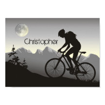 Personalised Silhouette Mountain Biker and Moon