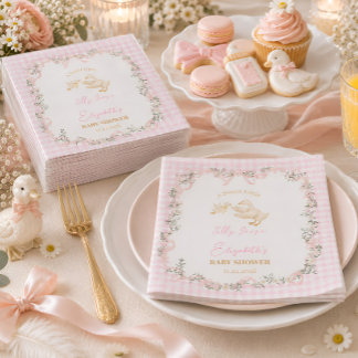 Personalised Silly Goose Baby Girl Baby Shower Napkin
