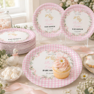 Personalised Silly Goose Baby Girl Baby Shower Paper Plate