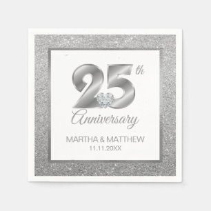 Personalised Silver 25th Wedding Anniversary Napkin