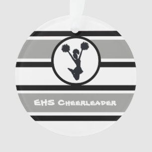 Personalised Silver and Black Cheerleader Ornament