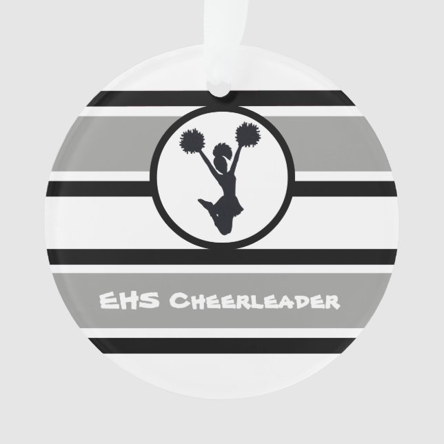 Personalised Silver and Black Cheerleader Ornament (Front)