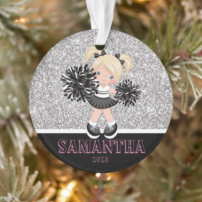 Personalised Silver & Black Cheerleading Ornament  (Tree)