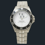 Personalised Silver Business Company Logo Watch<br><div class="desc">Modern silver company logo watch with a custom name and a website/tagline. Perfect for promoting your business.</div>