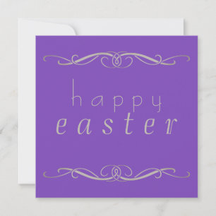 Personalised Silver Elegant Happy Easter Lavender Card