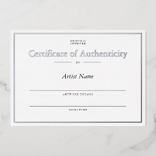 Personalised Silver Foil Certificate Authenticity