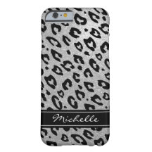 Personalised silver glitter leopard iPhone 12 case