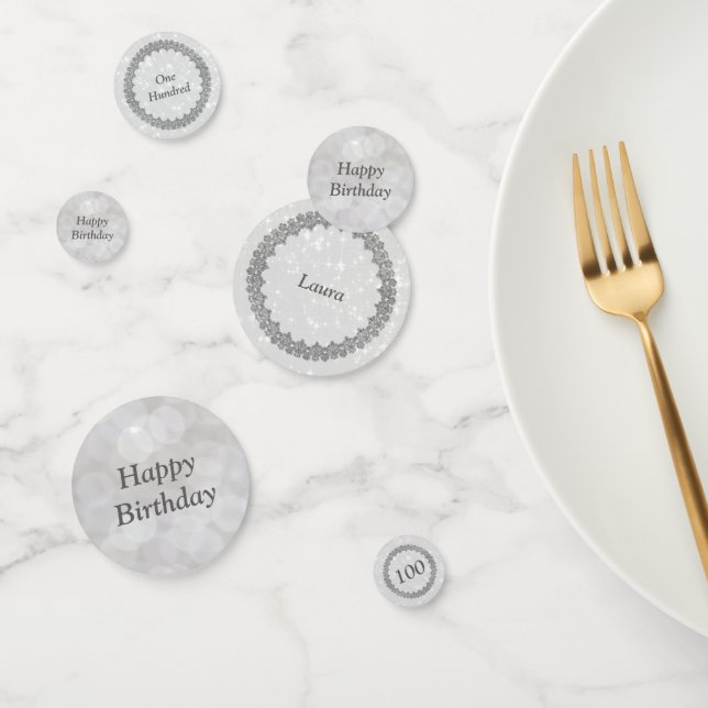 Personalised Silver grey 100th birthday Confetti (Group)
