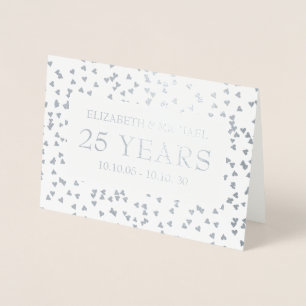 Personalised Silver Hearts 25th Anniversary Foil Card