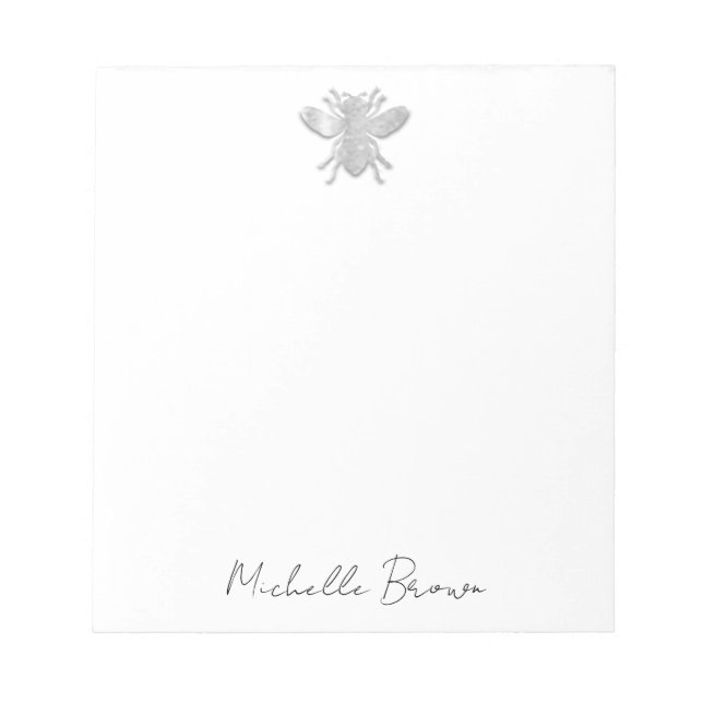 Personalised Silver Honey Bee Notepad (Front)