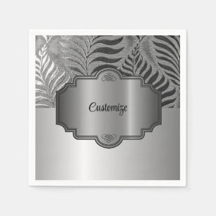 Personalised Silver Leaf Motif 3 Napkin