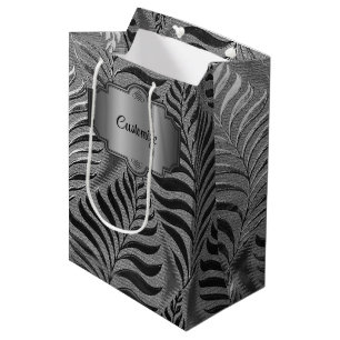 Personalised Silver Leaf Motif Medium Gift Bag