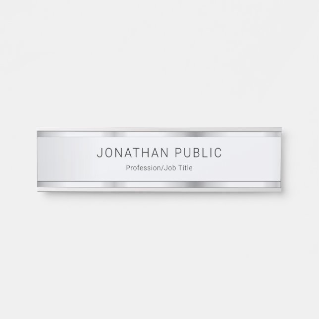 Personalised Silver Look Template Modern Elegant Door Sign (Front)