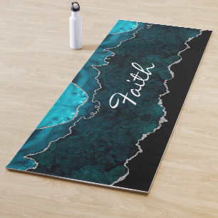 Personalised Silver & Teal Agate Yoga Mat