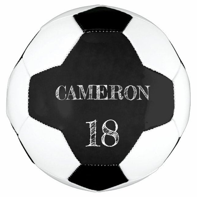 Personalised Simple Athlete name number Soccer Ball (Front)
