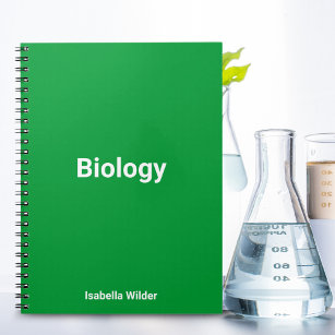 Personalised Simple biology/Science Green Notebook