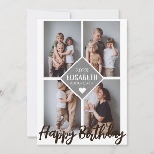 Personalised Simple Birthday Family Photo Collage Card