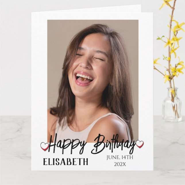 Personalised Simple Birthday Stylish Fun Photo Card (Yellow Flower)