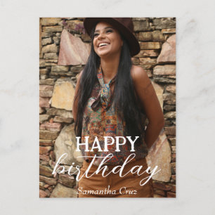 Personalised Simple Birthday Stylish Fun Photo Postcard