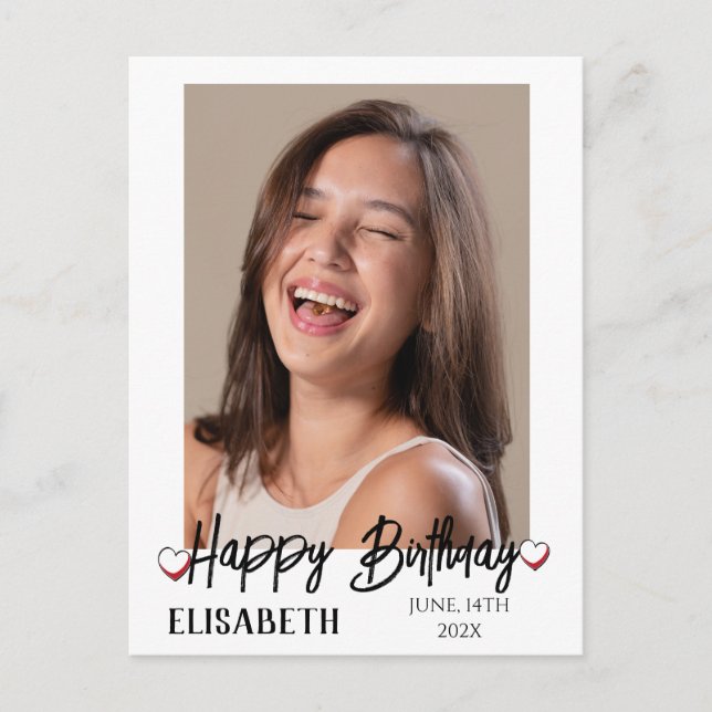 Personalised Simple Birthday Stylish Fun Photo Postcard (Front)