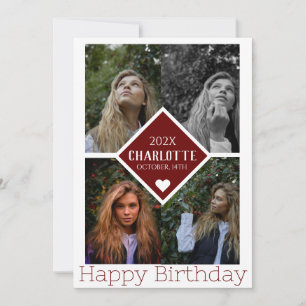 Personalised Simple Birthday Stylish Photo Collage Card