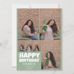Personalised Simple Birthday Stylish Photo Collage Card