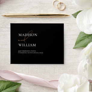 Personalised simple Black and White Wedding Envelope
