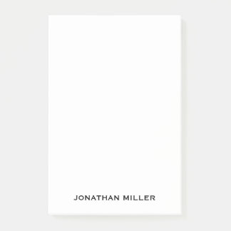 Personalised Simple Black White Typographic Name Post-it Notes