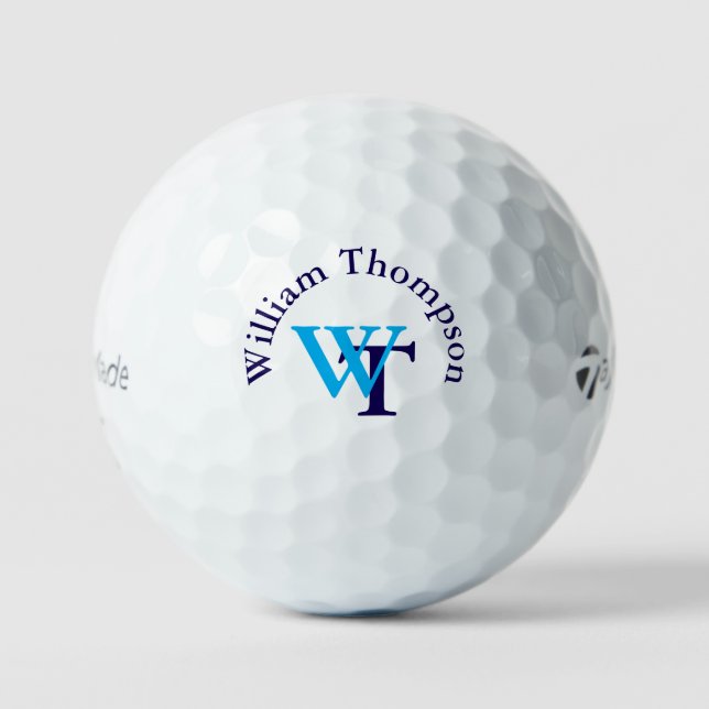 Personalised Simple Blue Monogrammed Golf Balls (Front)