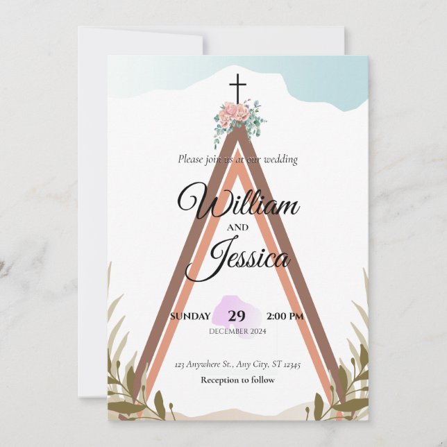 Personalised Simple Boho Wedding Invitation  (Front)