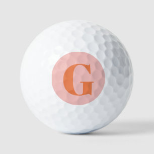 Personalised Simple Bold Monogram Pink and Orange Golf Balls