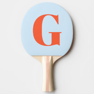 Personalised Simple Bold Monogram Soft Blue Orange Ping Pong Paddle