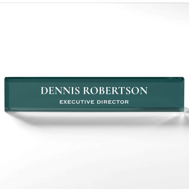 Personalised simple business teal nameplate (Front)