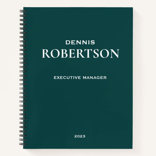 Personalised simple business teal notebook (Front)