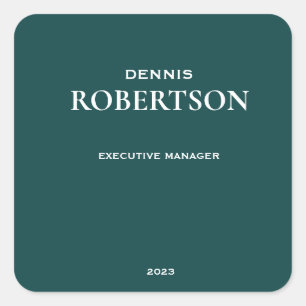 Personalised simple business teal square sticker