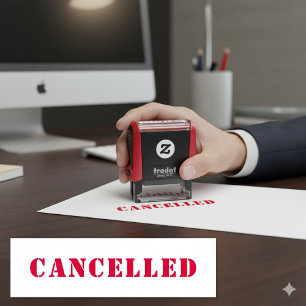 Personalised Simple CANCELLED Red Self-inking Stamp